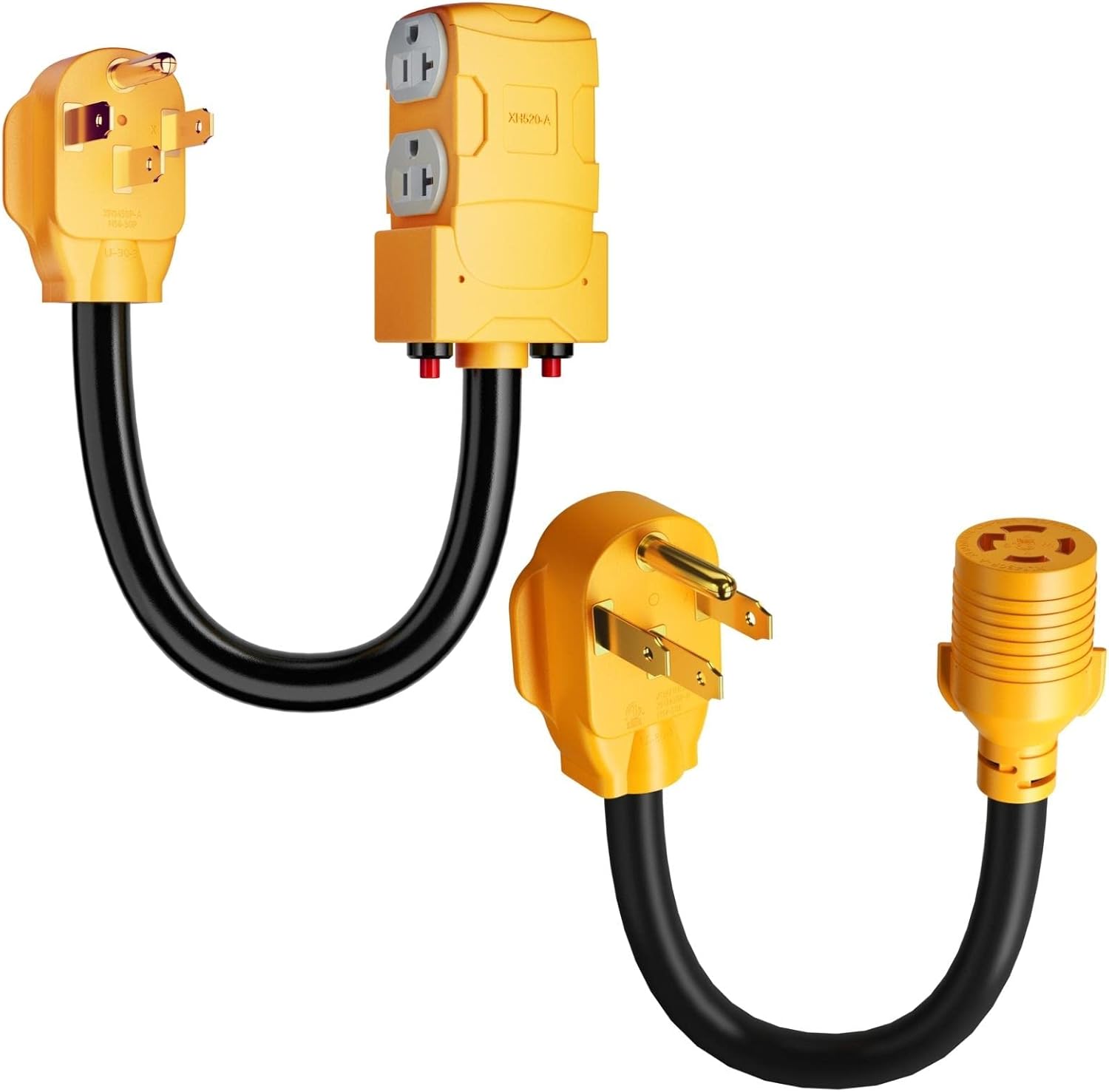 MECMO - NEMA 14-50P to L14-30R Generator Transfer Switch Adapter + 50 Amp to 20 Amp 110V RV Distribution Adapter