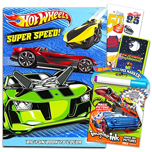 Hot Wheels Coloring and Activity Book Set for Kids - Bundle with 2 Hot Wheels Cars Coloring Books Including Mess-Free Imagine Ink and Door Hanger | Hot Wheels Activity Set
