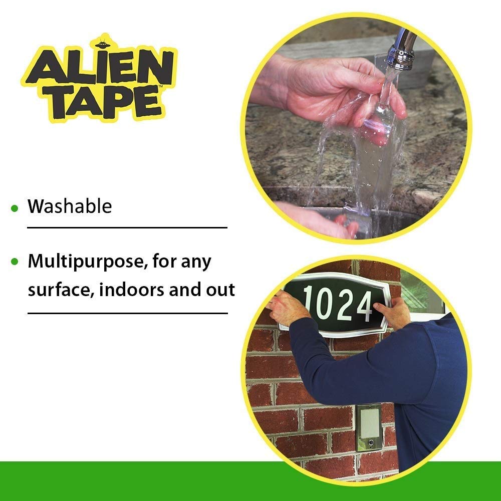 Bell+Howell Alien Tape Nano Tape Cinta Adhesiva Removible Multiusos de Doble Cara Cinta de Montaje de Agarre Transparente Adhesivo Fuerte para Marco de Fotos de Alfombra - 6 Piezas Transparente