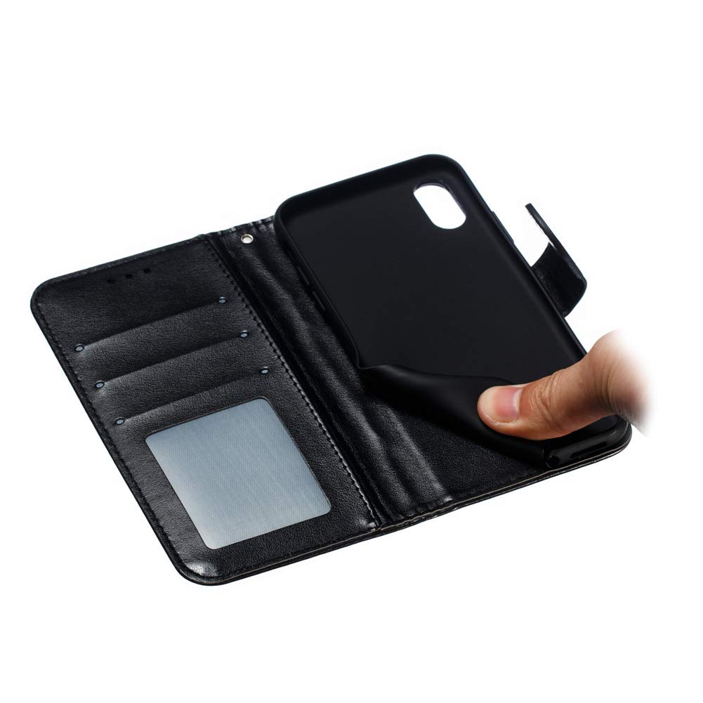 IMEIKONST Custodia A Portafoglio Con Flip In Pelle PU Per IPhone XS / X, Con Tasche Per Carte E Funzione Stand, Viola Mandala