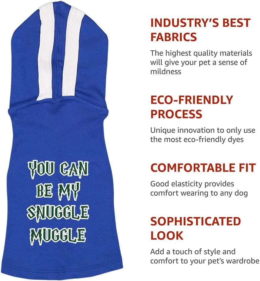 You Can Be My Snuggle Muggle Dog Shirt with Hoodie - Funny Quote Dog Hoodie - Printed Dog Clothing - Black White, M