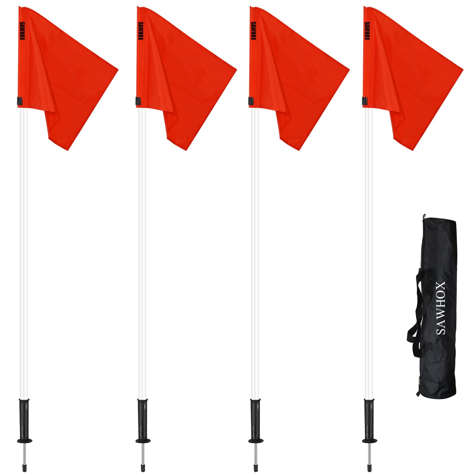 Photo 1 of Soccer Corner Flags with Bag, 4-Piece Set for Soccer Field, 5ft ABS Flagpoles for Agility Training (Black)