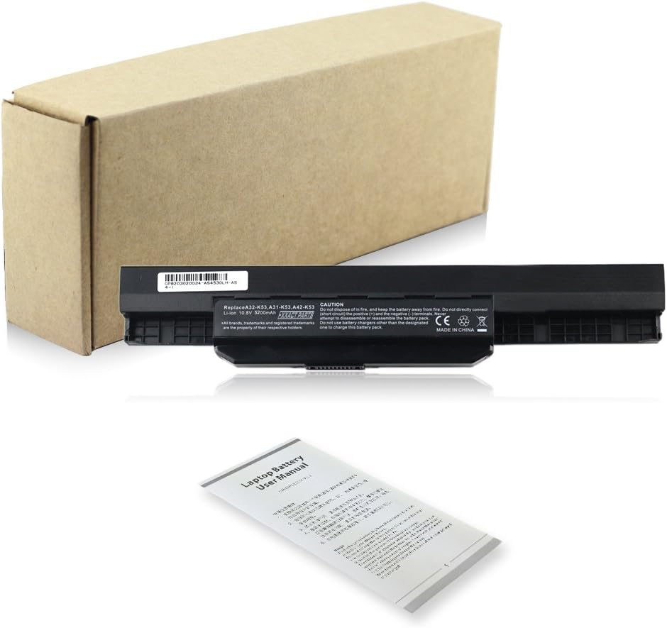New Laptop Battery for ASUS A32-K53 A42-K53 K43 K53 K53E K53S K53F X43 X44 X54 X54H X53U X54L X84 X84H A83 A84 K54 K84 P43 P53 Series Battery [Li-ion 10.8V 5200mAh 6 Cell]