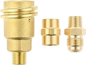 Aupoko QCC1 Nut Propane Gas Fitting Adapter Kit, Propane Gas Fitting Adapter Includes 1/4" x 1/4" NPT Coupler and 3/8" Flare x 1/4" Male Fitting(3Pcs, Brass)