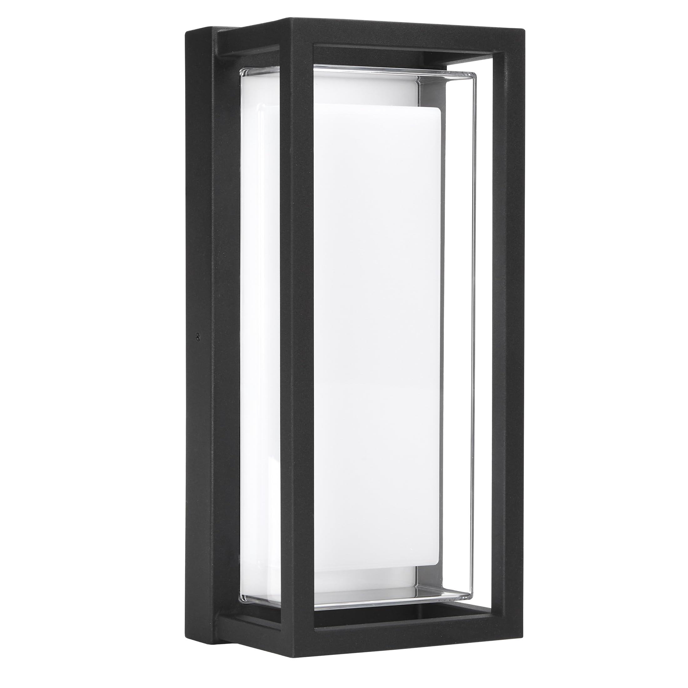Maxxima LED Porch Lantern Outdoor Wall Light, Black with Clear