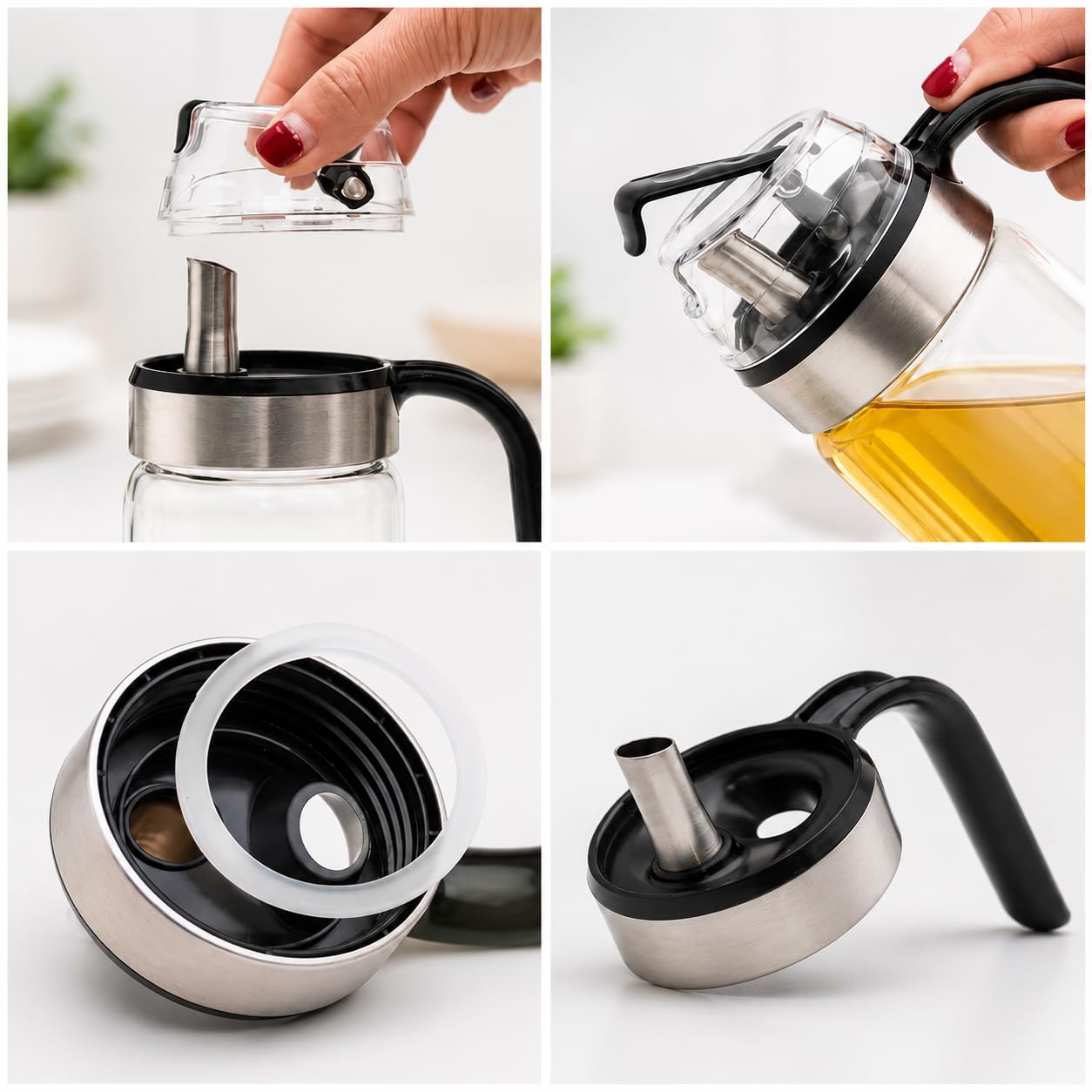 Femora Oil Dispenser | Glass Oil Bottle | 1 Year Warranty | Cooking Oil Dispenser 500ml Pack of 1 Oil Bottle 2