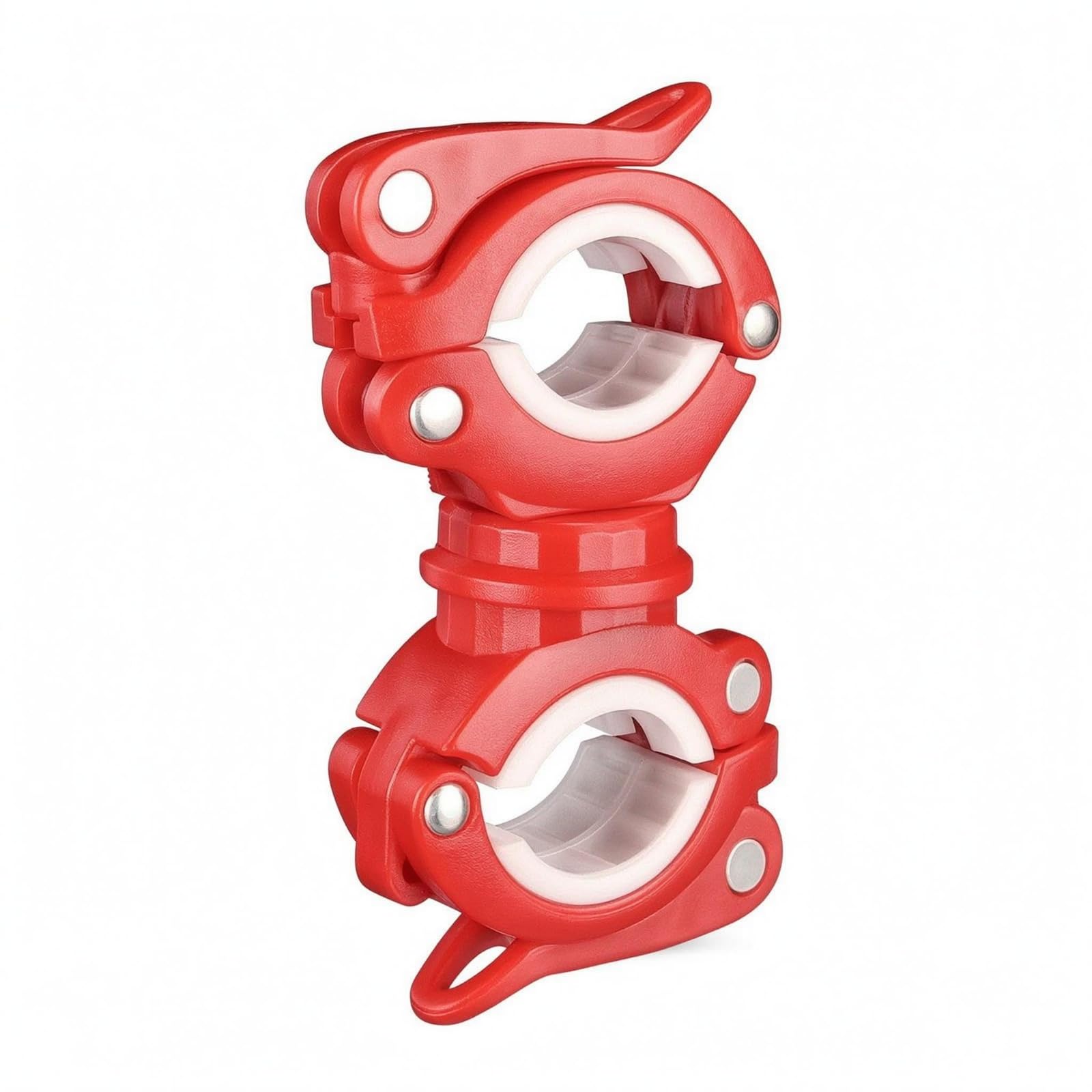 Ojiva® Quick-Release twinClamp Light Bracket Angle Adjustable 360 Degree Bike Light Mount Anti-Slip Rotating Bike Lamp Clamp Rubber-Padded, Red Wht 360 Parallel|Cameras & Photo-picture-24