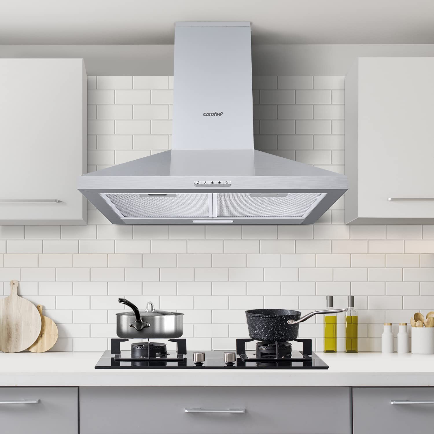 Buy COMFEE' 60 cm Chimney Cooker Hood Stainless Steel Extractor Hood