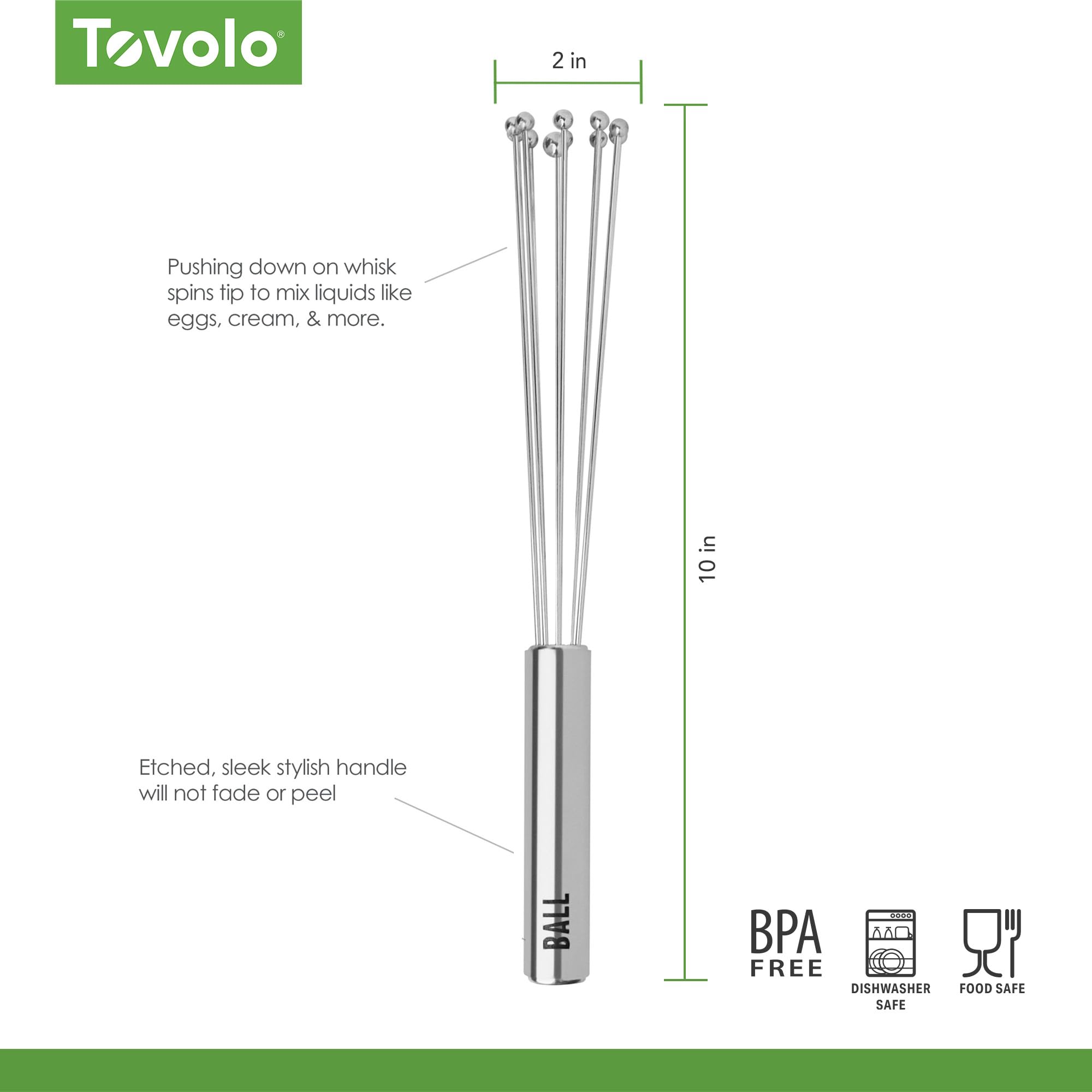 Tovolo Trzepaczka kulkowa ze stali nierdzewnej 25 cm do mieszania, mieszania i ubijania suchych lub mokrych składników