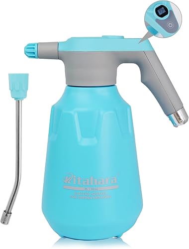 Kitahara 0.5 Gallon Battery Powered Sprayer, 2L Electric Sprayer, 68 oz Lawn & Garden Automatic Spray Bottle with LCD Screen and Adjustable Nozzle,
