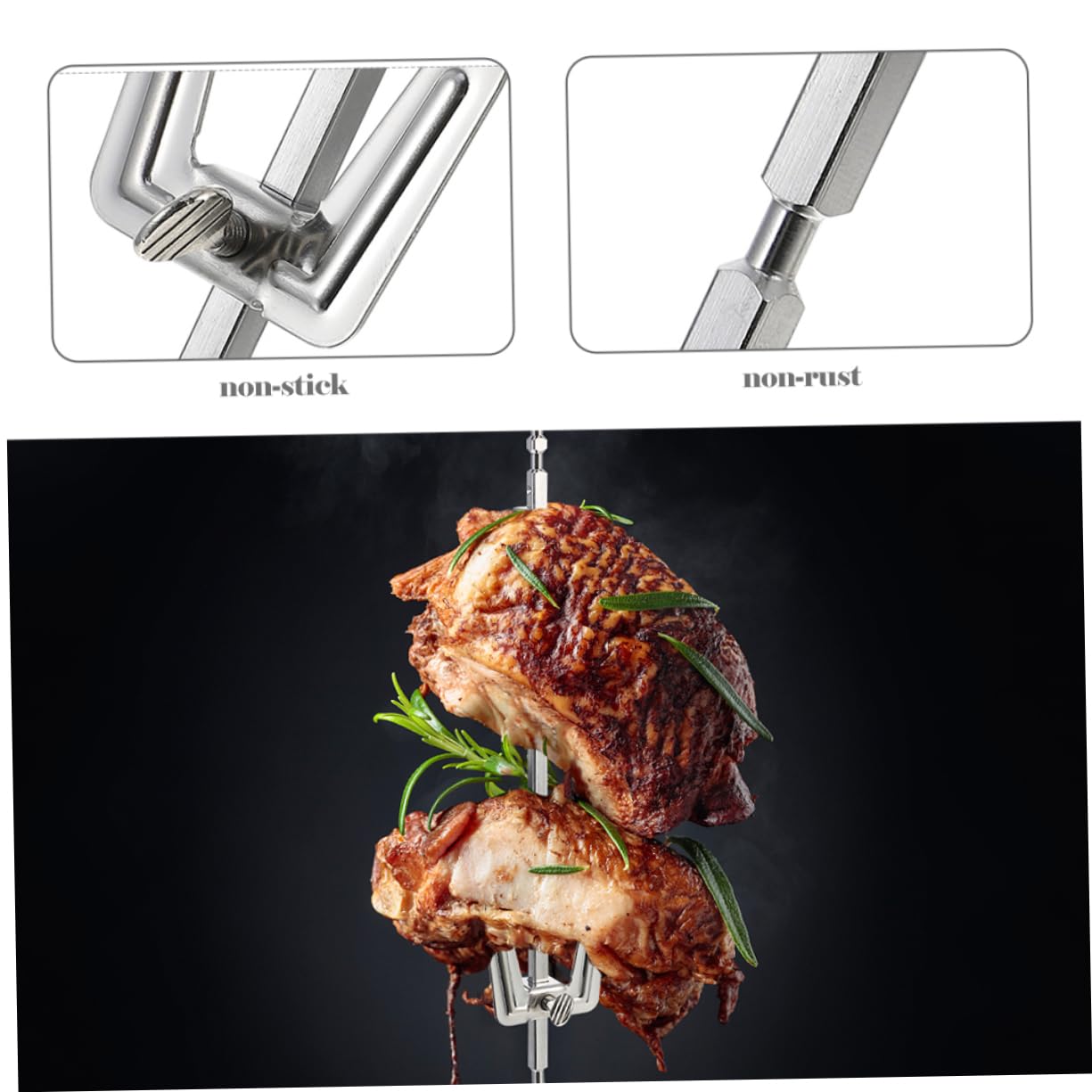 Hemobllo 3pezzi Fork per Barbecue in Acciaio Inox Forchetta per Aria Friggere Utensili da Campeggio Grigliata Facile Spiedini per Barbecue Design Robusto