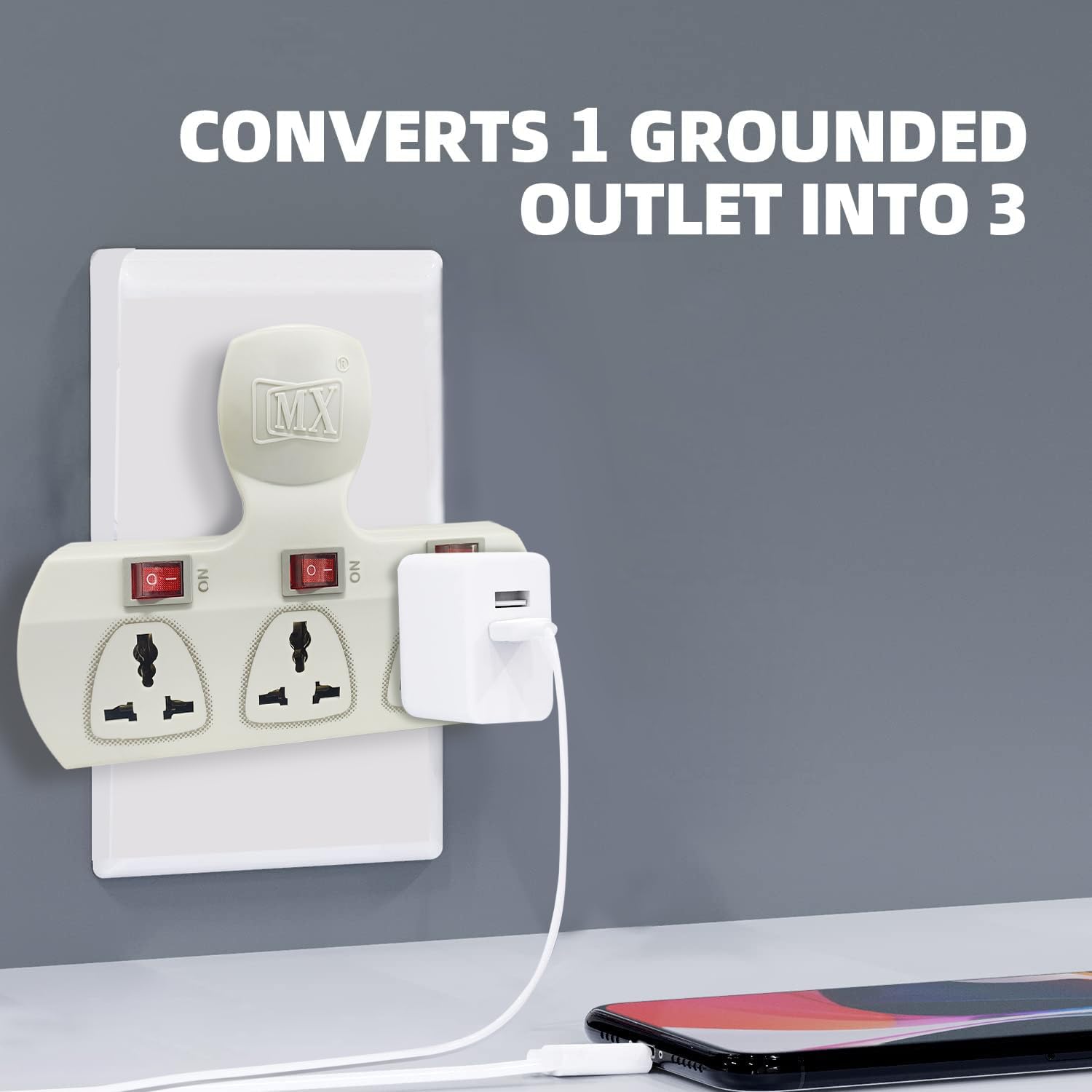 MX 3-Pin Multi-Plug Socket - Individual Switches -5