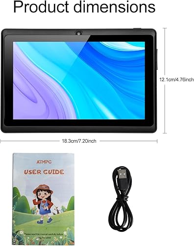 Miniatura 4 de ATMPC Tablet de 7 pulgadas Android 11 2GB+32GB Mini Tablet con pantalla HD IPS GMS Dual Cámara WiFi Tablet con estuche (negro)