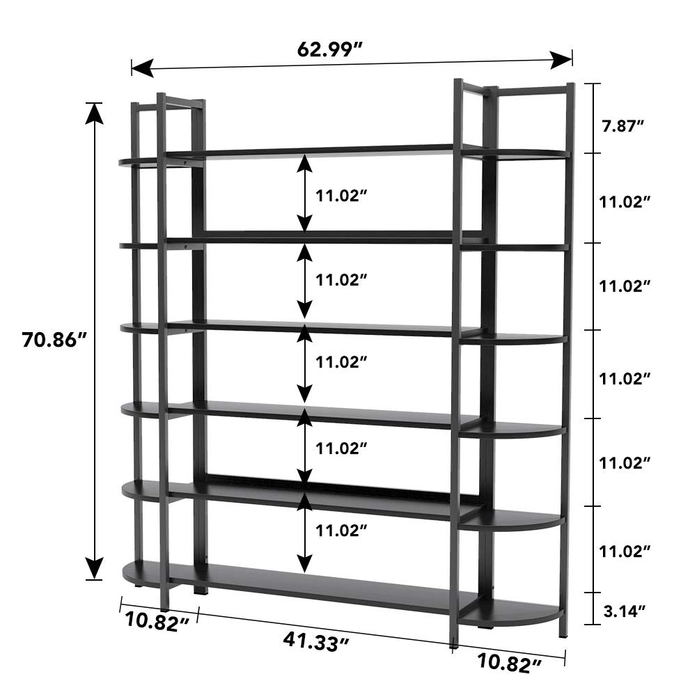 Tribesigns Triple Wide 6Shelf Bookshelves , 6Tier Large Etagere Bookcase Bookshelves Storage
