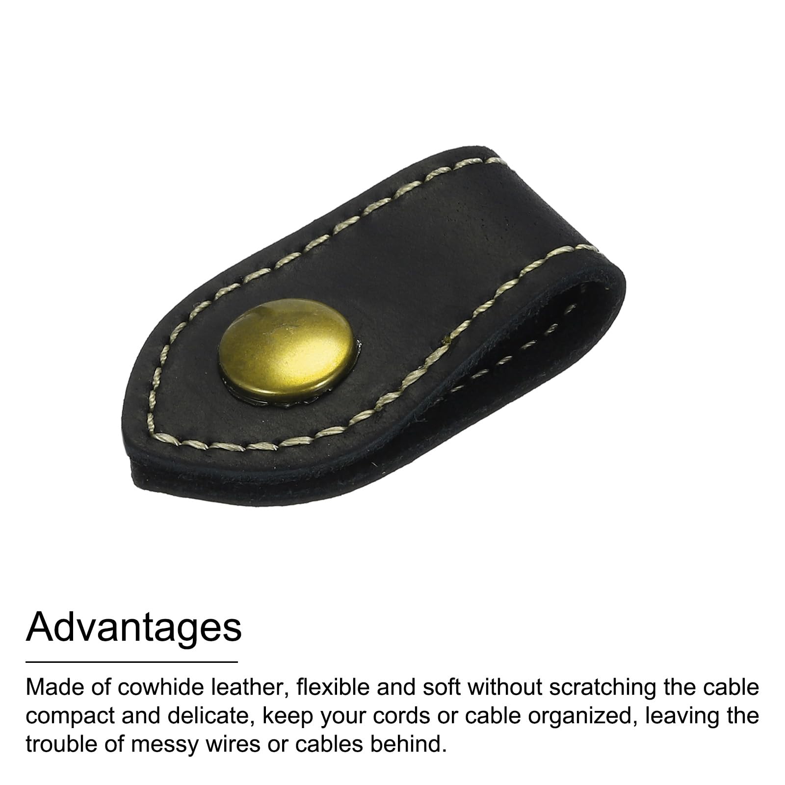 5Pcs Leather Cable Straps - Cord Organizer For USB & Headphone Wires, 100x20mm