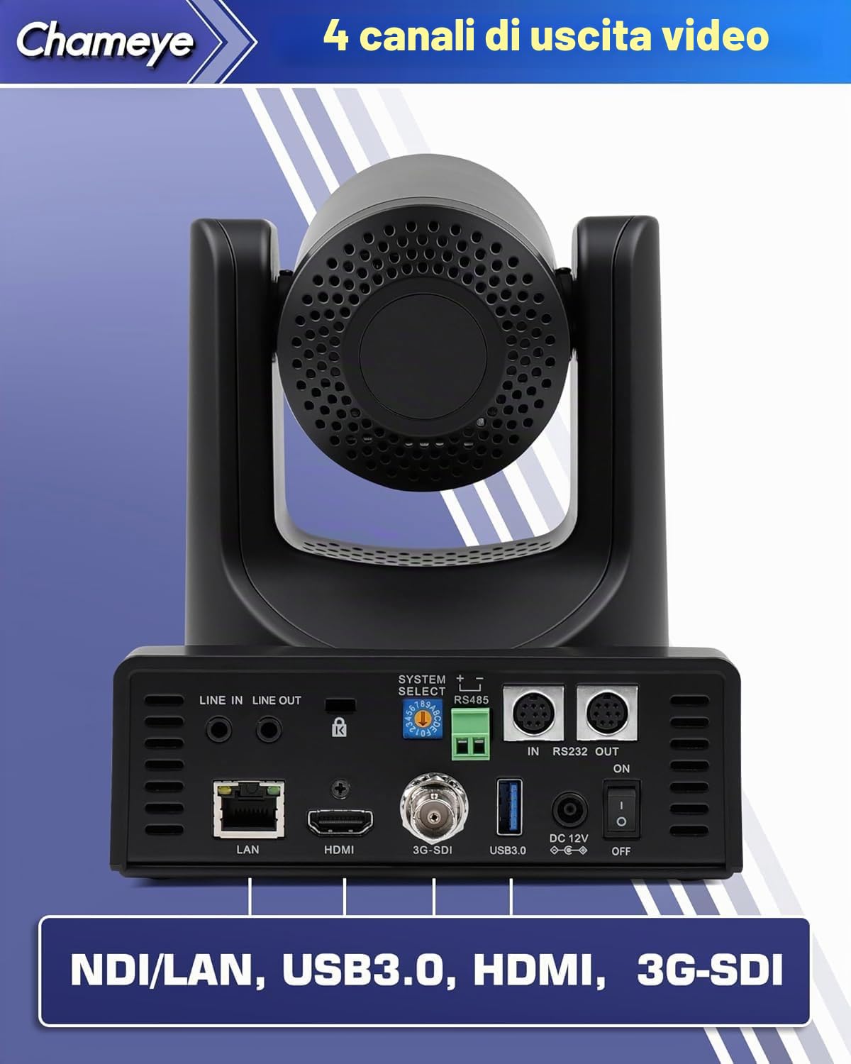 Chameye Telecamera NDI HX3 PTZ Zoom Ottico 20x 1080P 60fps AI Traccimento con display LCD, 3G-SDI HDMI USB3.0 LAN (PoE) per eventi educativi al culto della Chiesa - C720N