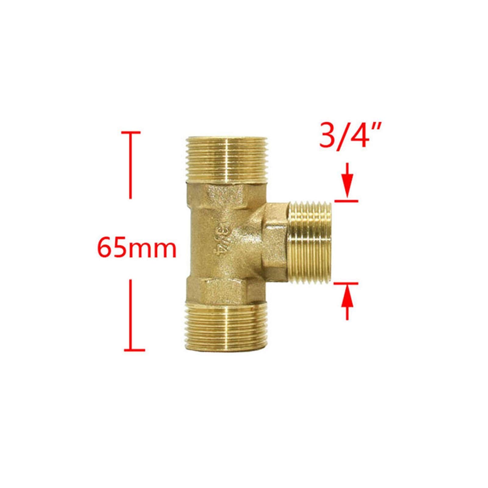 Leak-Proof Pipe Hose Fittings 1/2 3/4 Inch Male and Female Copper Metal Tee Threaded Water Pipe Joint Water Distributor 6 T-Shaped Cross Brass Joints (Color : 3I4 Male)
