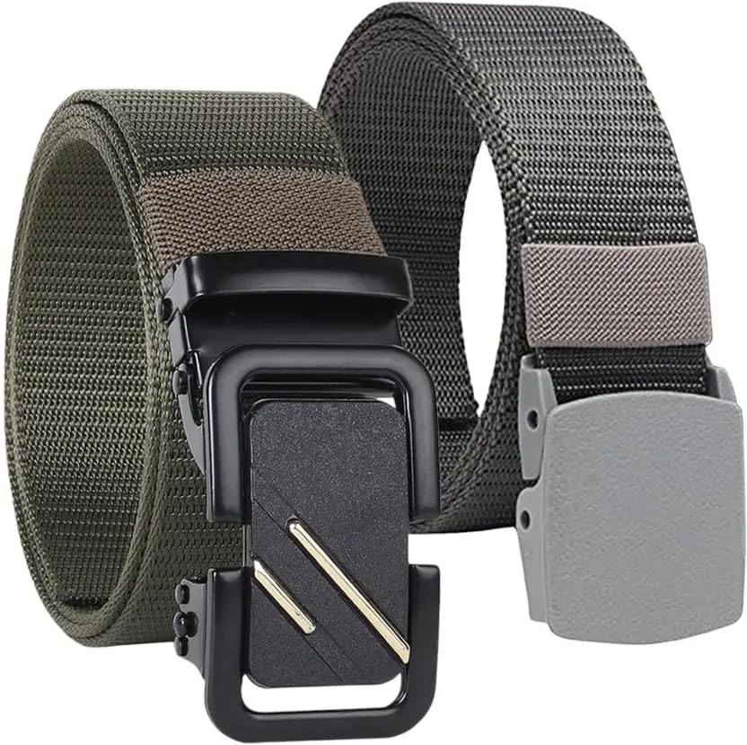 TPM Tactical Military Belt, Nylon Web Belt with Quick Release Buckle, 2-Pack in Army Green, Black and Grey-image-48
