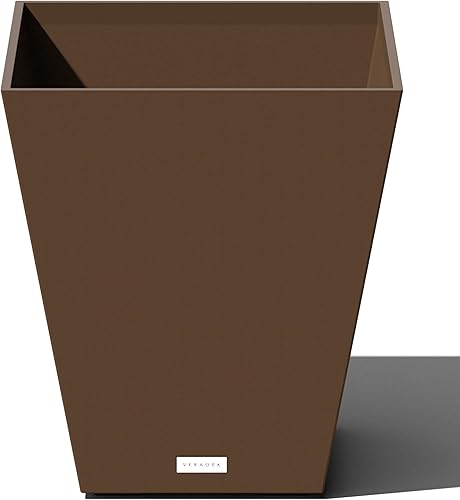 Miniatura 10 de Veradek Nobleton - Maceta cuadrada ancha para interiores y exteriores (gris claro, 18 pulgadas, paquete de 2 con 2 bandejas de platillo)