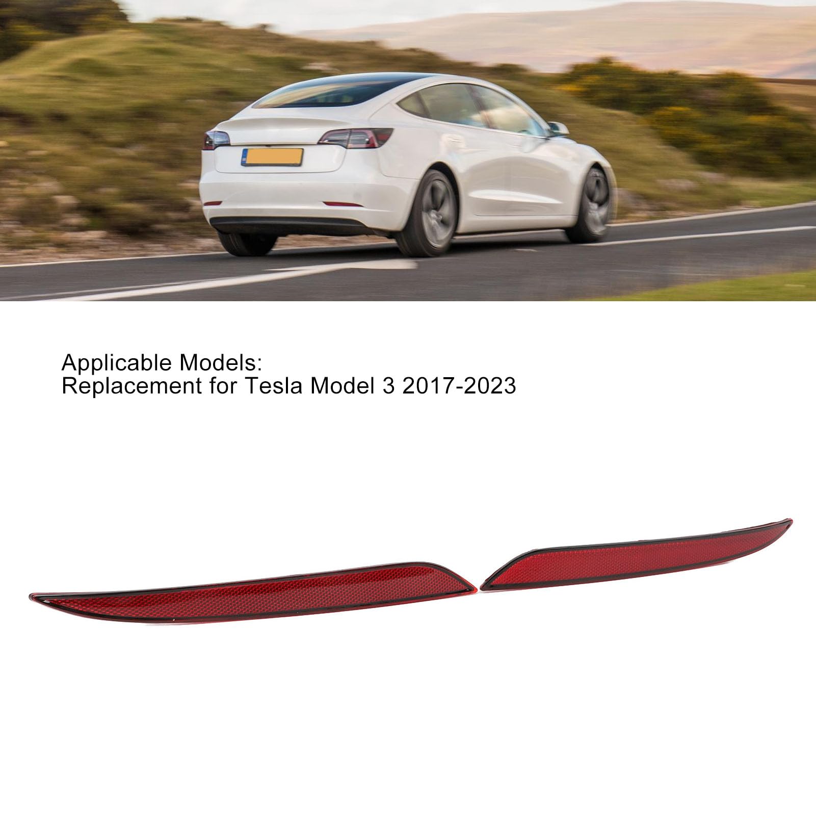 Riflettore Paraurti Posteriore 1077406‑00‑F Lente Riflettente Rossa Paraurti Posteriore, Luce Catarifrangente Coda Auto, Sostituzione Luci Paraurti Posteriore per Tesla Model 3 Dal 2017 Al 2023