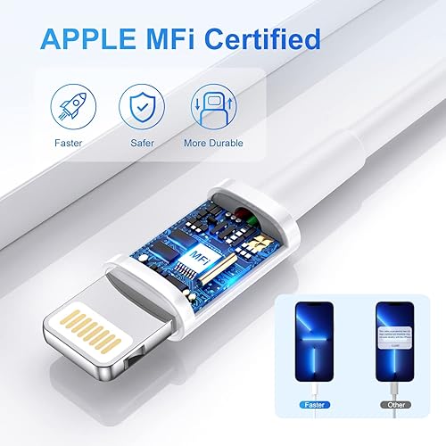 Miniatura 5 de Cable USB C a Lightning real de 20 W para iPhone de carga rápida, paquete de 3 de 10 pies Cable de carga rápida USB-C certificado Mfi para iPhone