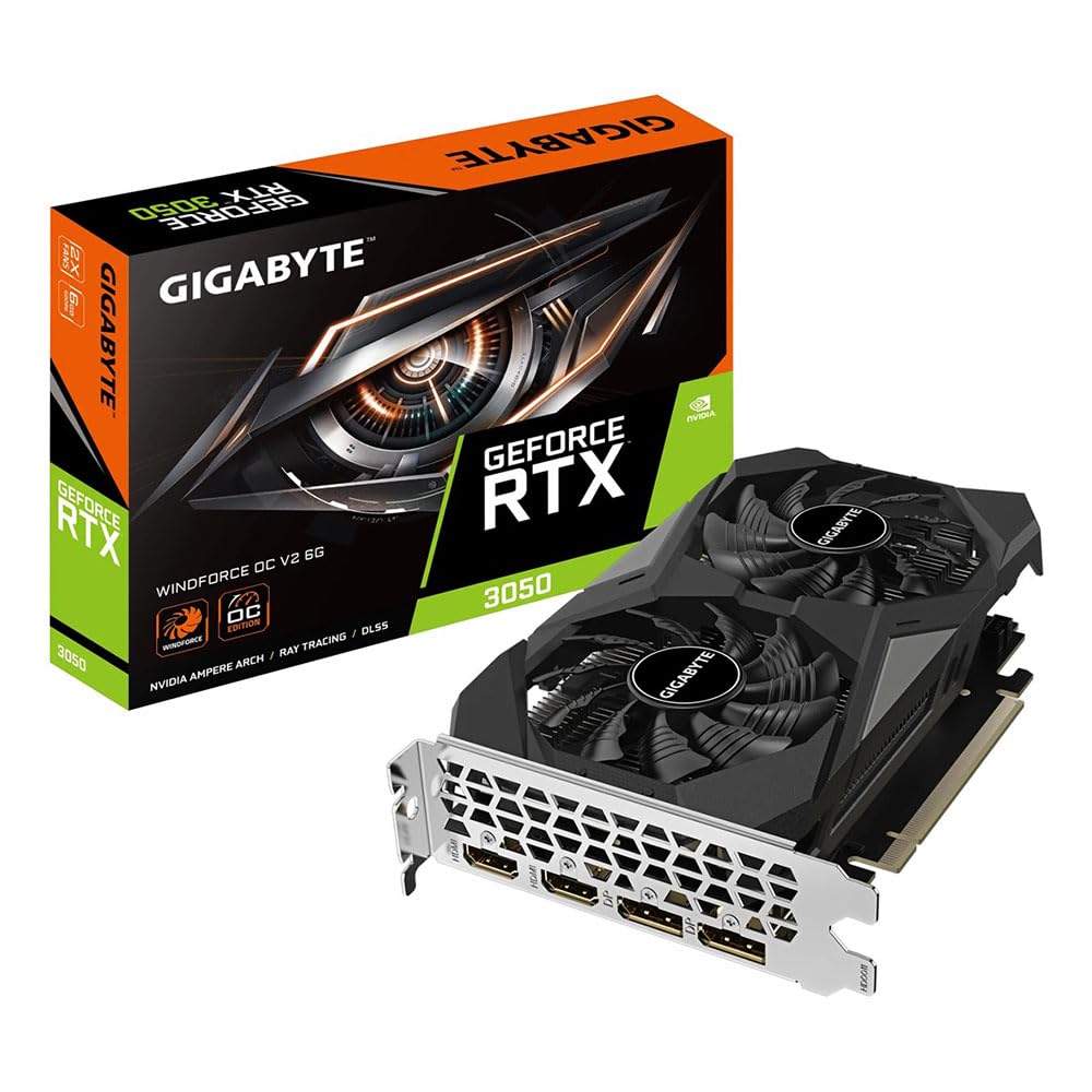 GIGABYTE GeForce RTX 3050 WindForce OC V2, 6GB GDDR6, Ray Tracing