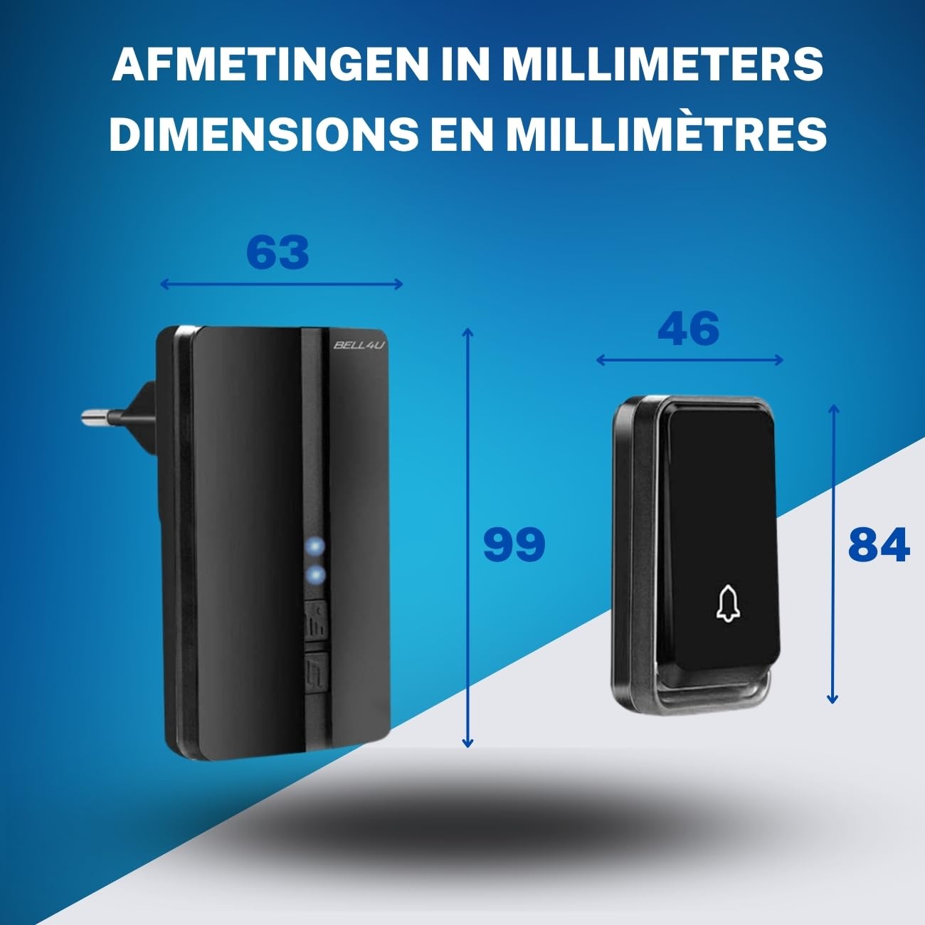 Timbre Inalámbrico 5 Receptor IP65 Impermeable 100m Timbre Inalámbrico Exterior, 4 Niveles de Volumen (0-110dB) y 51 Melodías para Hogar. No Necesita Batería
