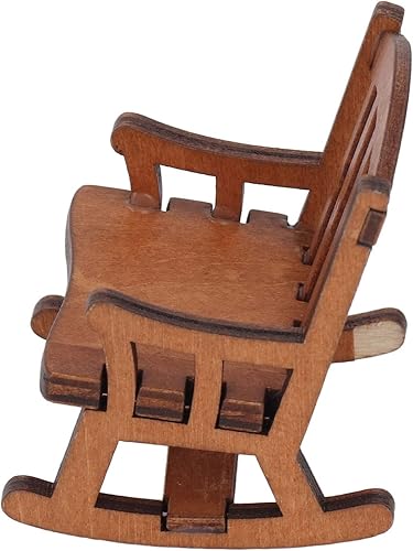 Miniatura 3 de Silla reclinable para casa de muñecas, 112, llamativa, de madera compuesta, mecedora para casa de muñecas (grande (10.4 x 7.1 pulgadas)