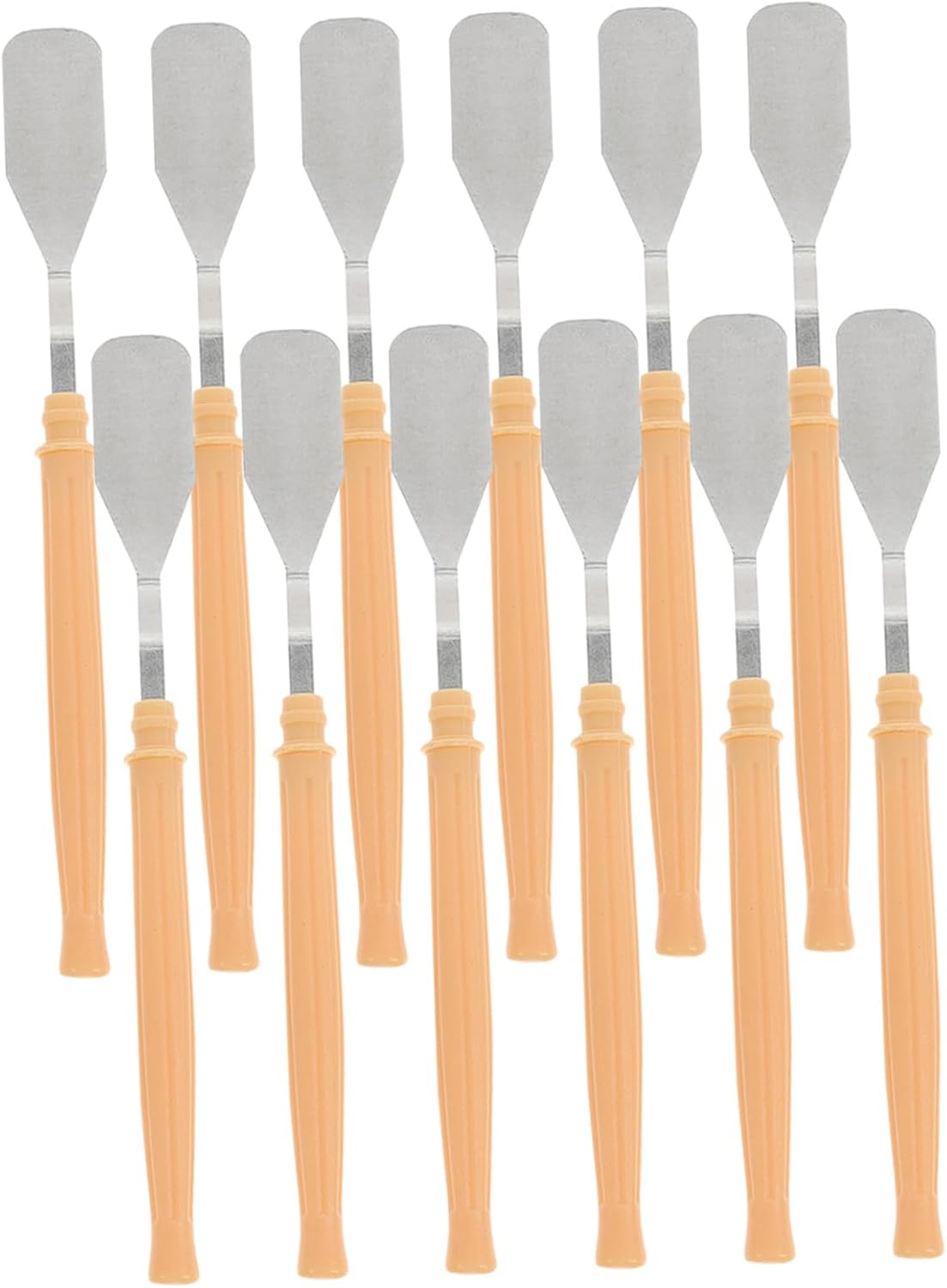 Holibanna 12Pcs Metal Painting Spatula with Ergonomic Plastic Handles Flexible Mixing Scrapers for Oil Paint Canvas and Pigment Art Work Various Shape Palette Knives for Watercolor and