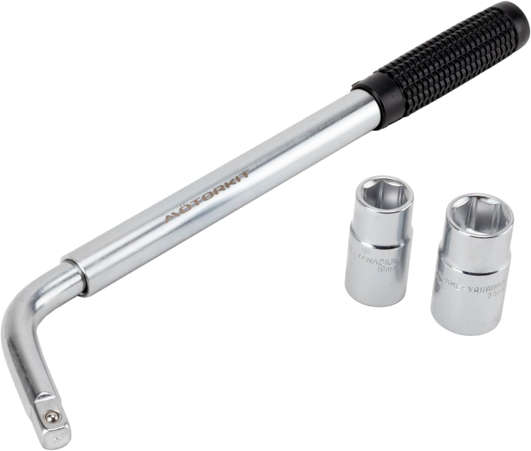 MOTORKITTelescopic Wrench for Wheel Change Made of High Resistance Carbon Steel with adapters for 17, 19, 21 and 23 mm nuts.