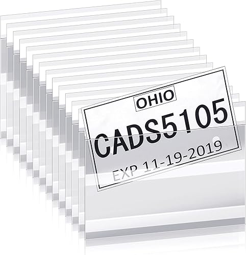 Tallew 100 soportes temporales para bolsas de matrícula, fundas protectoras de plástico con adhesivo para concesionario de automóviles, 8 mil, 11.8