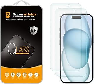 Supershieldz (2 Pack) Anti Glare (Matte) Screen Protector Designed for iPhone 15 (6.1 inch) [Tempered Glass] Anti Fingerprint, Anti Scratch, Bubble Free