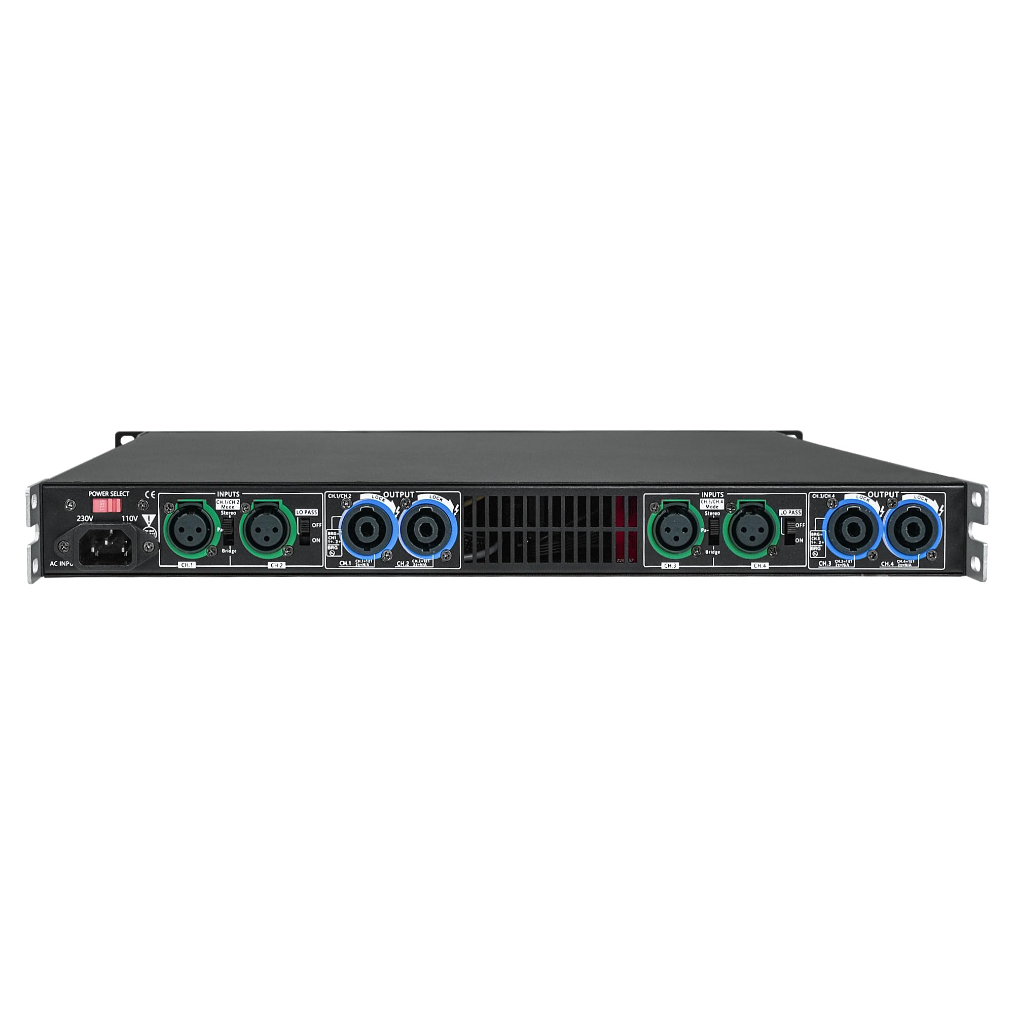 Sound Town Leichter 1U 4-Kanal PA/DJ Endstufe 4 x 1150W an 4-Ohm für Installation, Konferenz (UPDM-Q3)