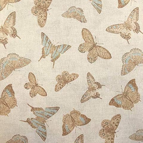 Kt KILOtela - Tela Loneta Estampada, Ancho 280 cm, Mariposas, Azul Cover