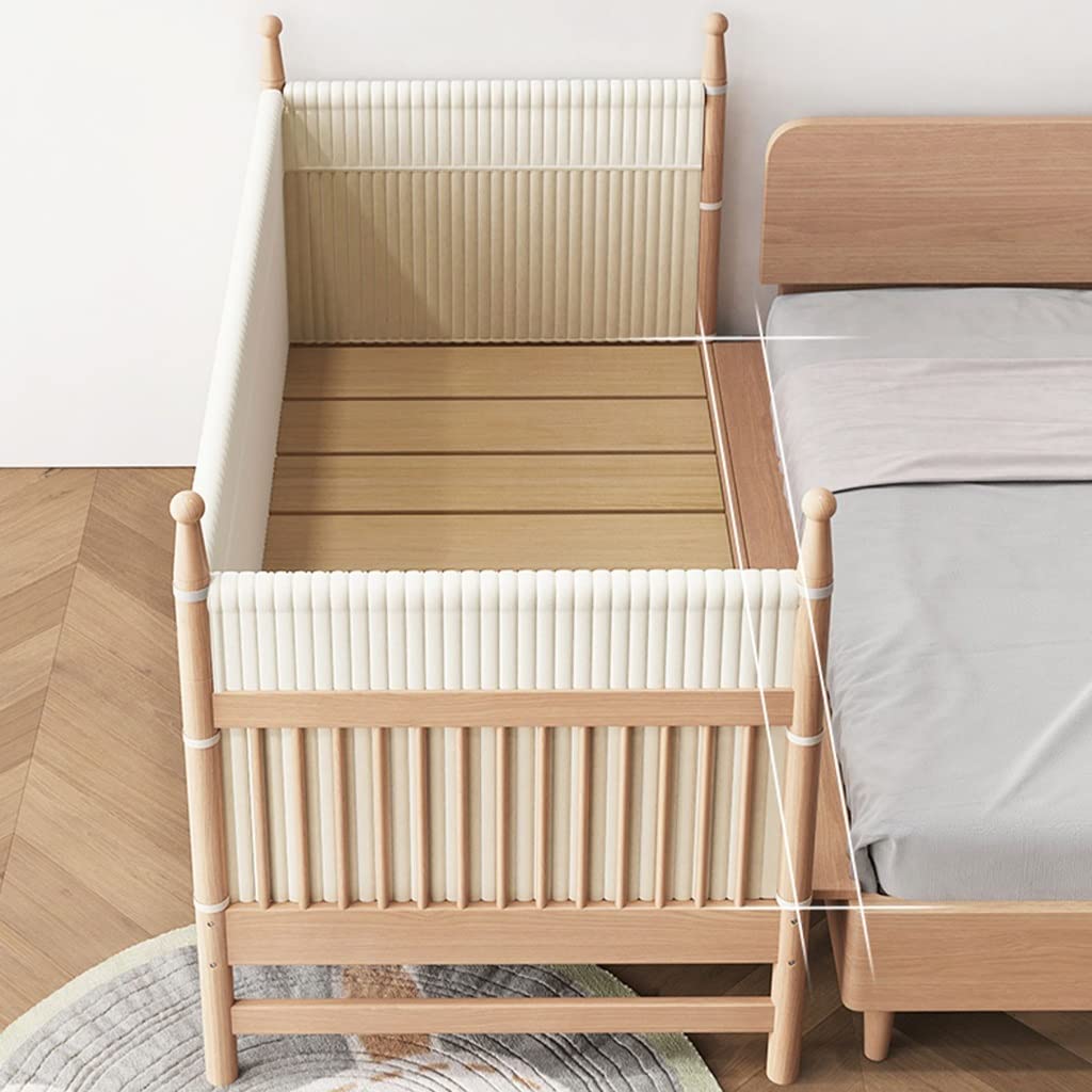 Cama de Costura para Niños, Ensanchar Recién Nacido Cama Lateral Plataforma de Madera Marco de La Cama Colchón Empalme Ensanchamiento Cama Infantil, con Colchón de 5cm