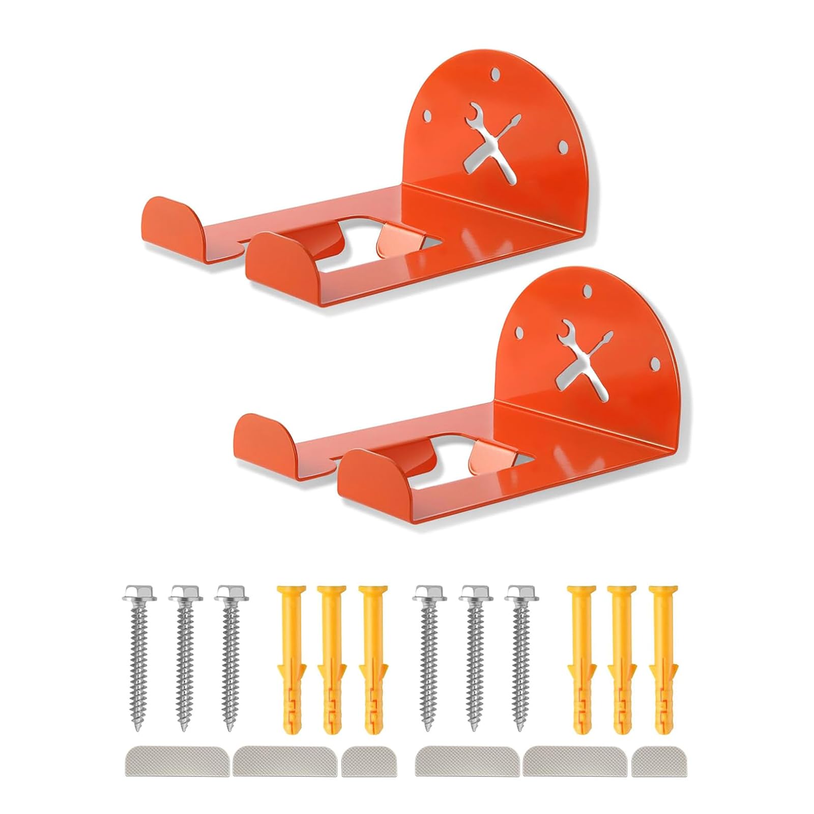 Space-saving garden organiser, garage wall mounting tool hanger, organises trimmers, lawn mowers, blowers and garden tools, trimmer storage rack