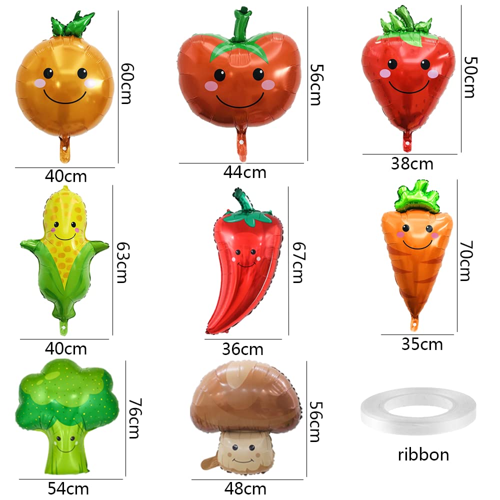 8 Pack Gaint Furit Groente Folie Ballonnen Cute Helium Mylar Aardbei Druif Banaan Oranje Mais Wortel Wortel Broccoli Ballonnen Voor Thema Verjaardag Pa