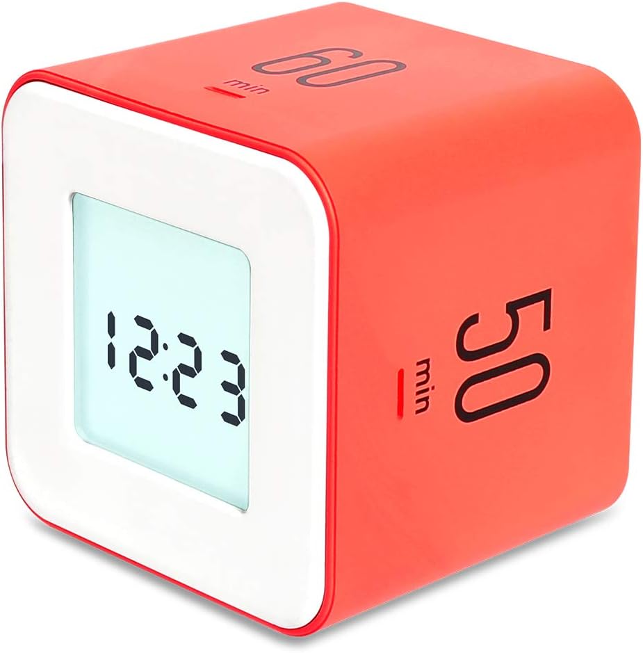 mooas Multi Clock Time Cube Timer (Coral), Alarm & Backlight Desk Productivity for ADHD Kids Classroom Study, Kitchen, Cooking, Desk, Office, Time Management 10,30,50,60 min Timer Various Setting
