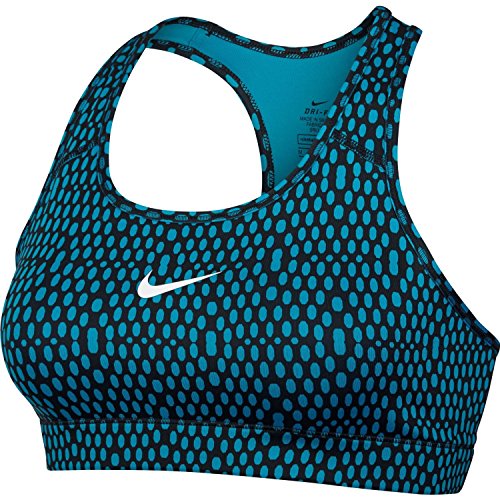 Nike Womens Dri-Fit Victory Compression Mirror Training Bra-Blue Lagoon/Black-Large