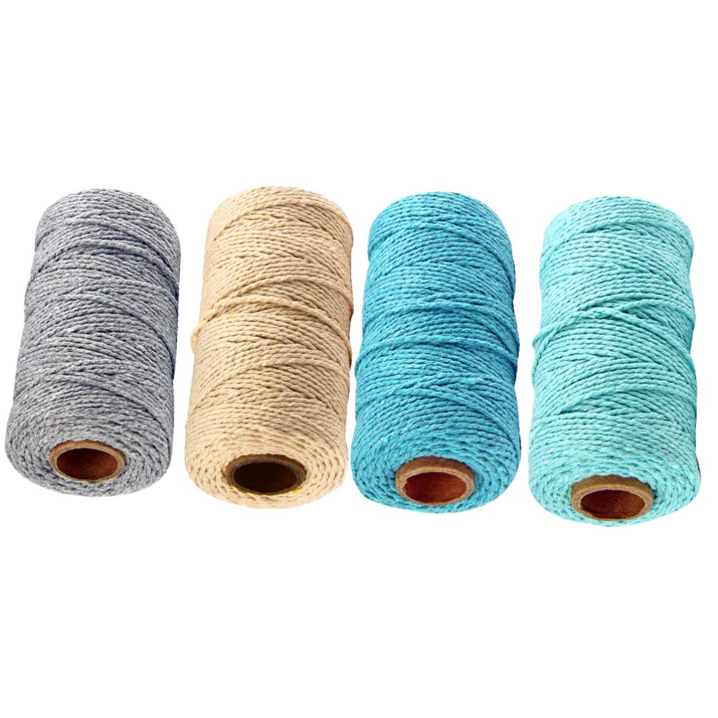 Cuerda de Hilo de Algodón de 4 Rollos Hilo de Algodón Cuerda de para Manualidades Colorido de Cordón para