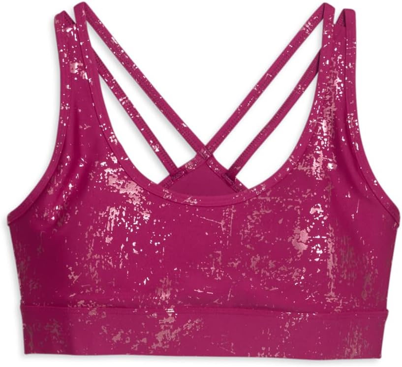 PUMA Womens Metallic Shine Medium Impact Sports Bra Training Casual Casual - Pink