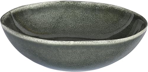 HOME DECO FACTORY Plat de Service Rond en Céramique Design Moderne Blanc