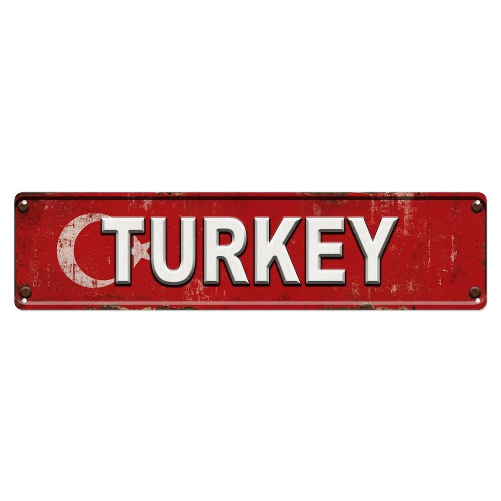 Okahys 4X16inch(10X40cm) Vintage Turkey Flag Pattern Metal Tin Sign