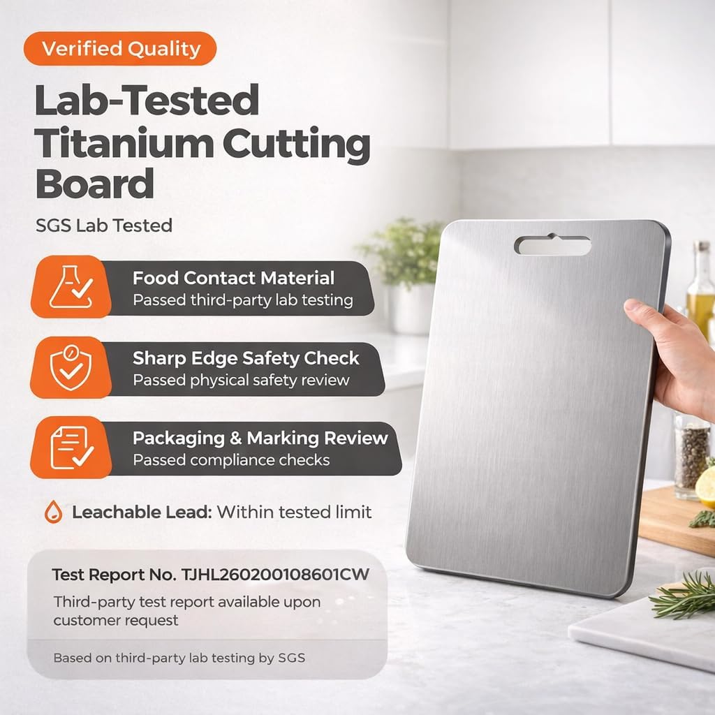 Titanium Cutting Board Set of 3, SGS Lab Tested, 100% Pure Titanium Cutting Boards for Kitchen, Double-Sided Chopping Board, Non-Toxic Material, Dishwasher & Food Grade Safe