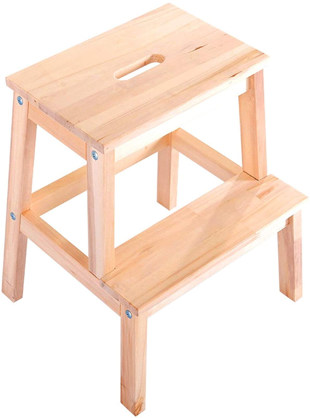 Taburete de cocina portátil en madera maciza para alcanzar estantes altos