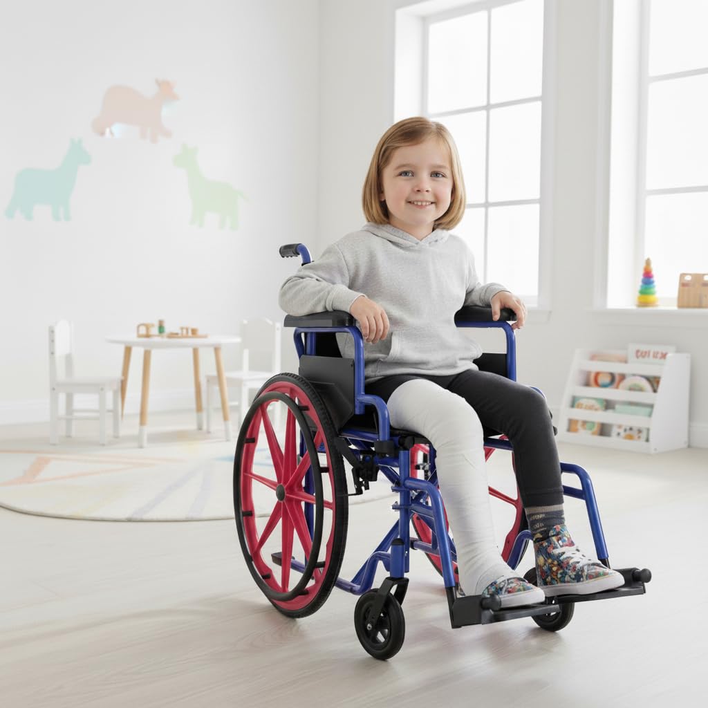PEPE Mobility Fauteuil Roulant Enfant Pliable Léger, Chaise Roulante Handicapé, Fauteuil Médical Pliante et Légère