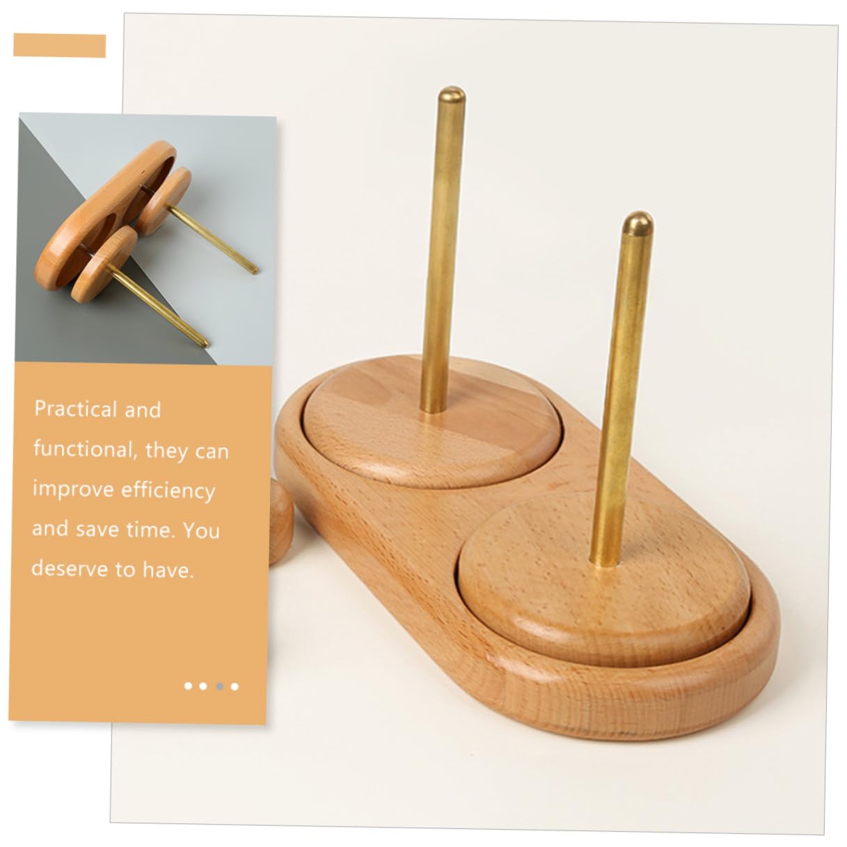Alipis Portacarretes de Madera Doble Eje para Manualidades DIY Soporte Organizador de Hilos para Costura y Bordado Estante Portátil para Almacenamiento de Hilo de Lana Accesorio para