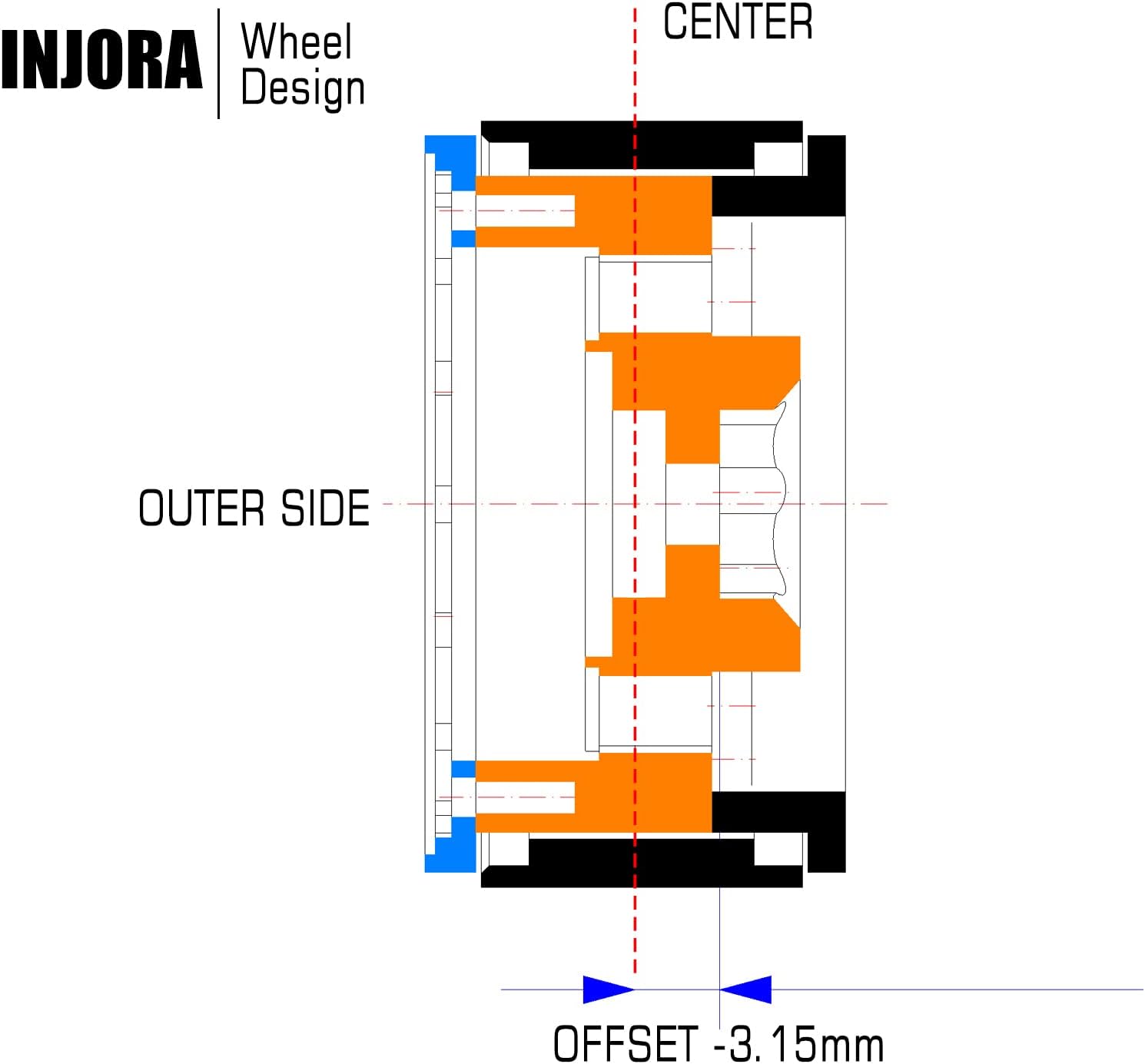 INJORA Brass 1.0 Beadlock Wheel- Negative Offset 3.15mm Wheels for 1/18 TRX4M SCX24 Gladiator Bronco C10 JLU Deadbolt Axial 1/24 Crawler,W1005