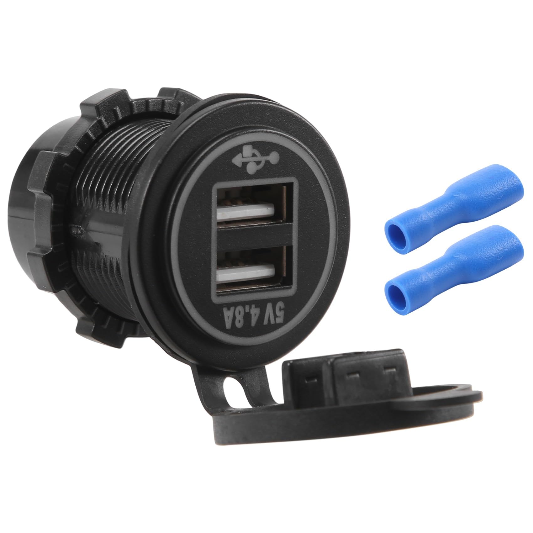Pasuihcay 5V 4.8A Dual USB Charger Socket Adapter Power Socket for 12V 24V Car Ship Rv, Black