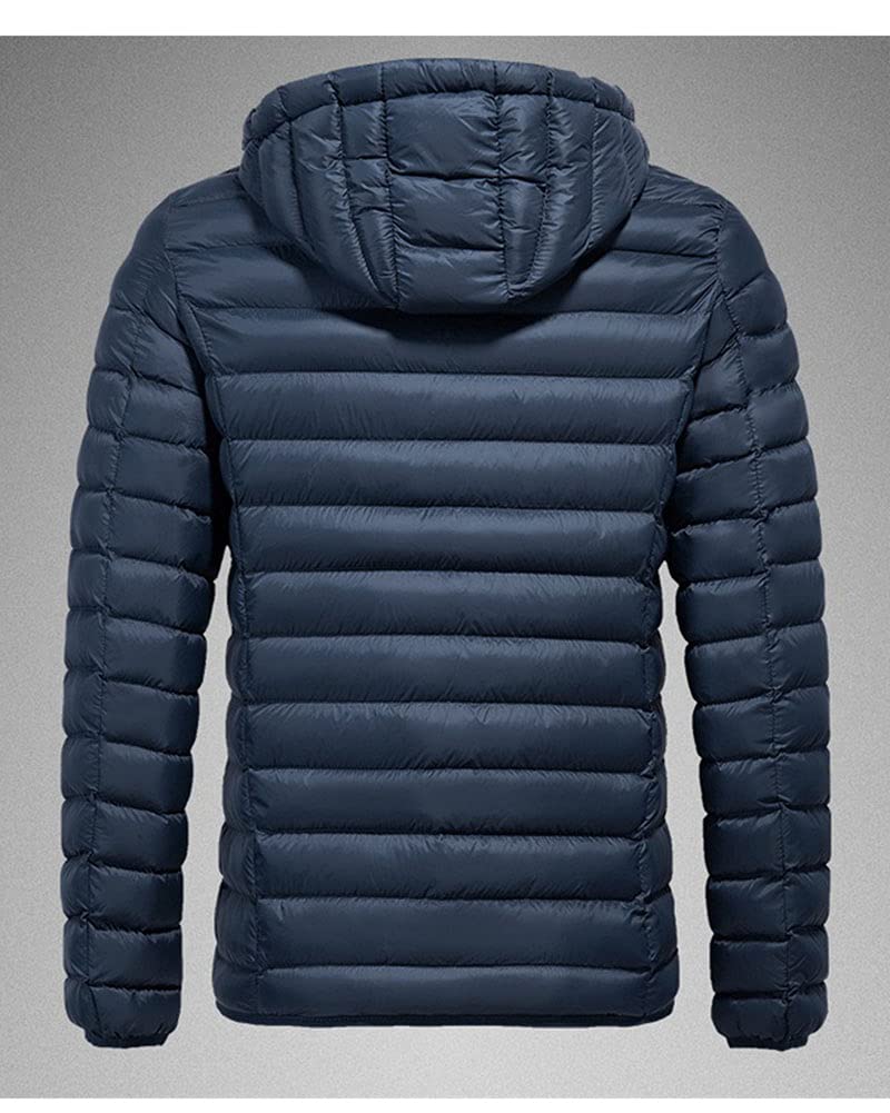 DAIHAN Hombre Ultraligero Chaqueta acolchada con capucha extraíble Invierno Cálido Chaqueta de plumón Abrigo Parka a prueba de viento al aire libre